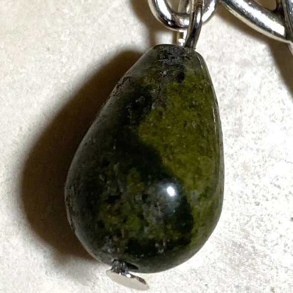 2/$20, Genuine Dark Green Unakite Celtic Trinity Sterling Silver Dangle Earrings - Picture 4 of 11